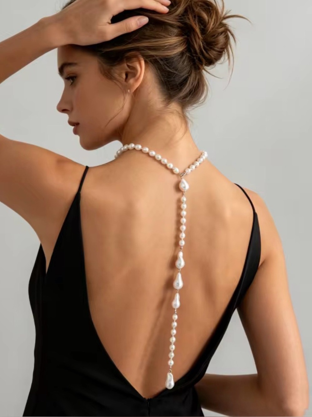 Pearl Back Drop Necklace – Bridal Backless Dress Statement Jewelry